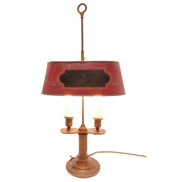 Bronze Bouillotte Lamp with Red Tole Shade, French, circa 1800 For Sale In San Francisco - Image 6 of 8