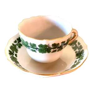 Vintage Meissen Germany Green Ivy Pattern Espresso Cup and Saucer