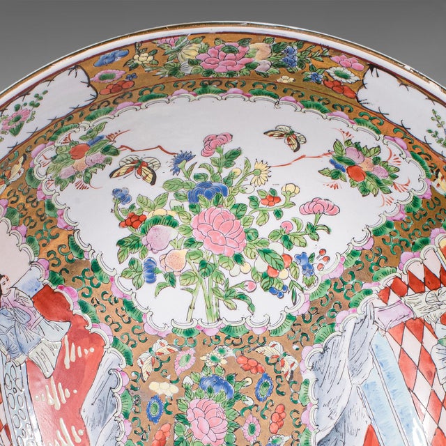 Large Vintage Famille Rose Fruit Bowl, Oriental, Ceramic, Display Dish, Art Deco For Sale - Image 9 of 10