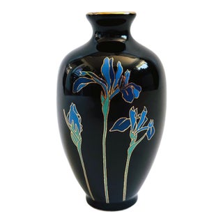 Vintage Blue Iris Ceramic Bud Vase by Otagiri, Japan For Sale