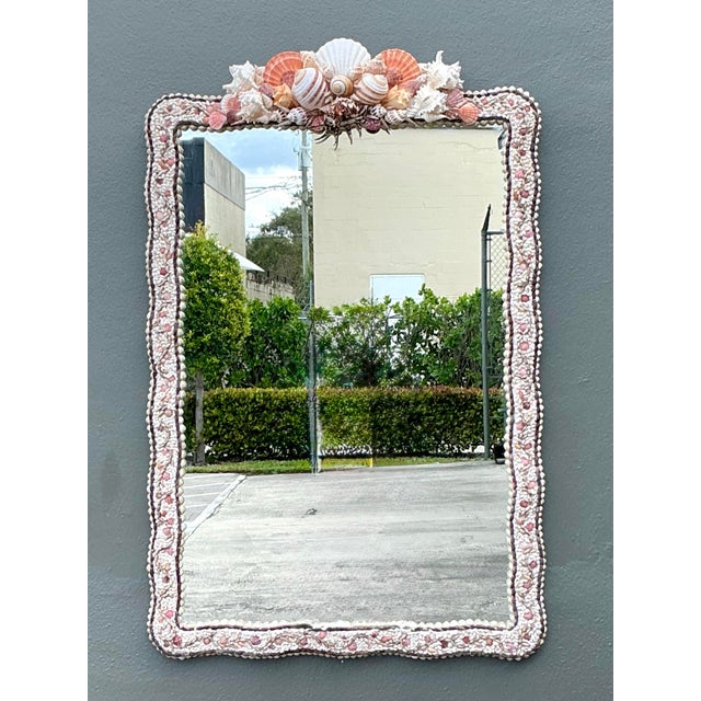 Vintage Boho Shell Encrusted Mirror For Sale - Image 10 of 12