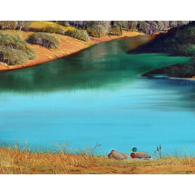 2000 - 2009 Northern California Duck Lake, Realist Landscape, Oil on Canvas, 1990s by Luke Stamos For Sale - Image 5 of 8