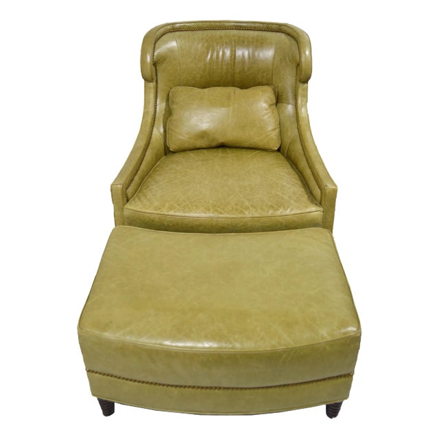 Baker Furniture Jacques Garcia Leather Tuileries Lounge Chair With Ottoman For Sale