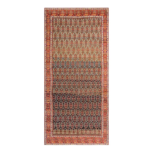1860s Navy Paisley Antique Antique n.w. Persian Carpet 6' X 13' Knotted Wool Rug For Sale