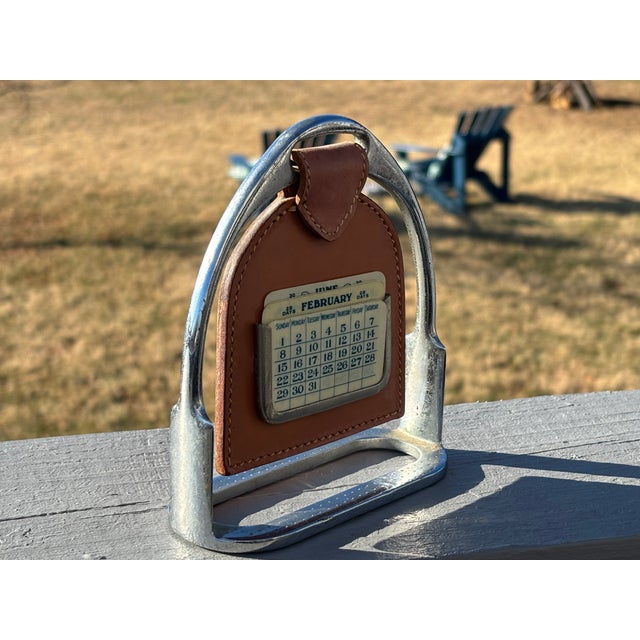 Metal Early 20th C. British Market Stirrup Design Desk Calendar For Sale - Image 7 of 9