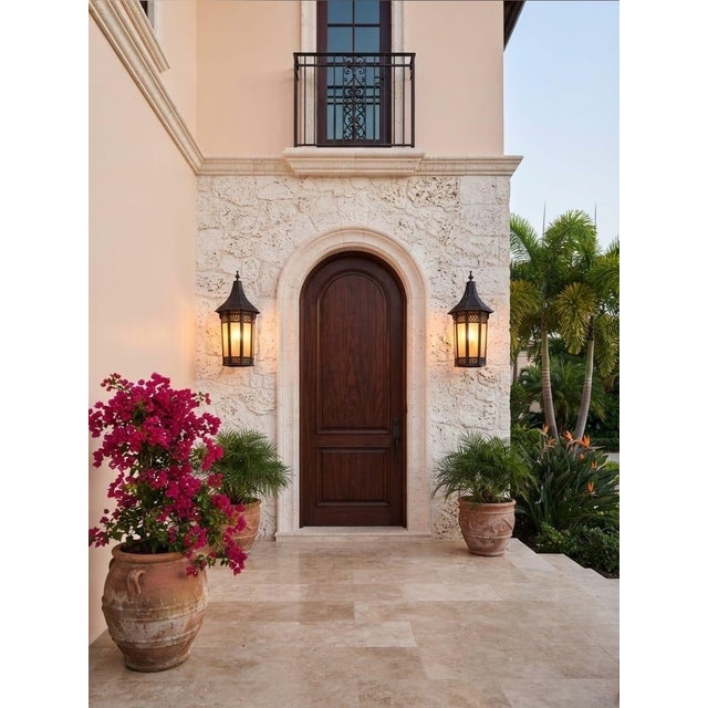 Vintage Moroccan-Style Wrought Metal and Glass Wall Lanterns - a Pair For Sale - Image 11 of 12