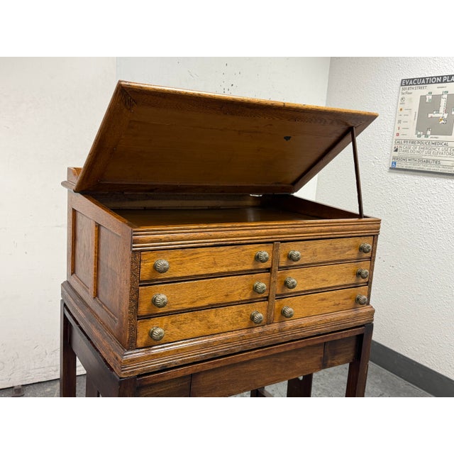 Antique J. & P. Coats Oak Spool Cabinet For Sale - Image 4 of 12