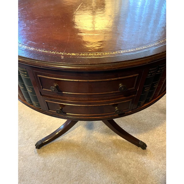 Book Drum Table With Drawers in the Style of Maitland Smith For Sale - Image 15 of 17