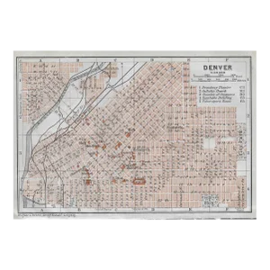 1909 Antique Map of Denver Colorado