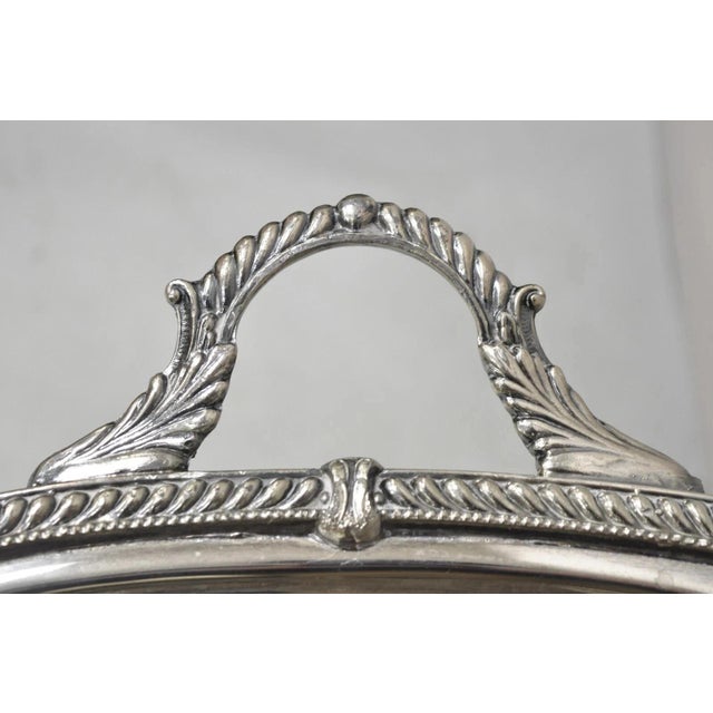 Vintage Victorian Silver Plated Regency Twin Handle Bar Platter Serving Tray For Sale - Image 4 of 11