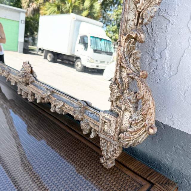 Silver Italian Antique-Style Venetian Mantel Mirror For Sale - Image 8 of 11