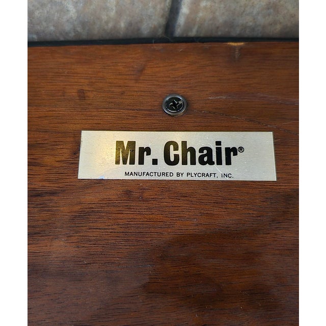 1960s Rare Early George Mulhauser for Plycraft "Mr. Chair" & Ottoman | Original Badge & Label | Sculptural Walnut Shell For Sale - Image 9 of 10