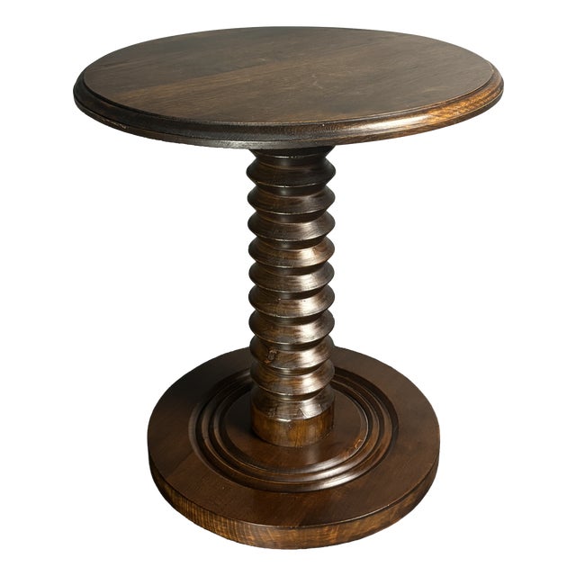 Mid-Century French Brutalist Turned Wood Winepress Side Table in the style of Charles Dudouyt, 1950s For Sale