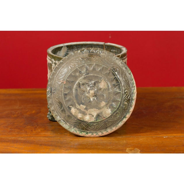 202 BC Chinese Han Dynasty Glazed Terracotta Lidded Vessel with Feet For Sale - Image 10 of 13