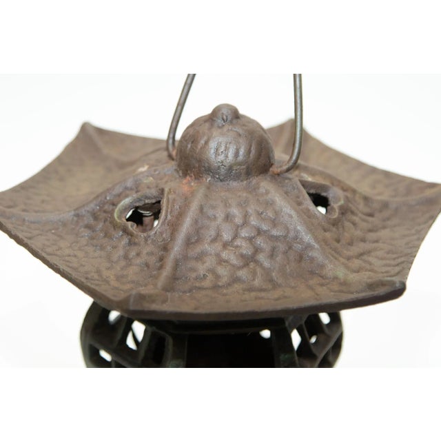 Japanese Iron Pagoda Garden Candle Lantern 1940's For Sale - Image 11 of 13