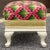 Wood Vintage Custom Pink & Green Chevron Footstool or Ottoman For Sale - Image 7 of 13
