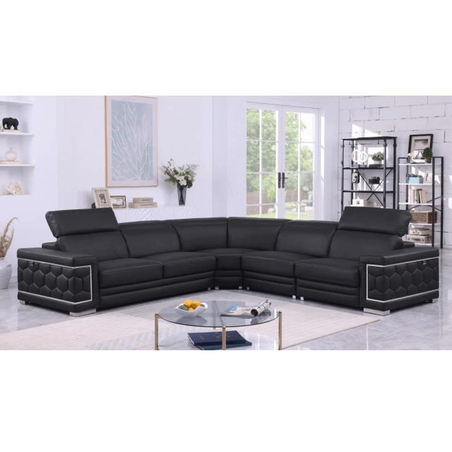 Early 21st Century Favo Black Leather Match Sectional Sofa For Sale - Image 5 of 5