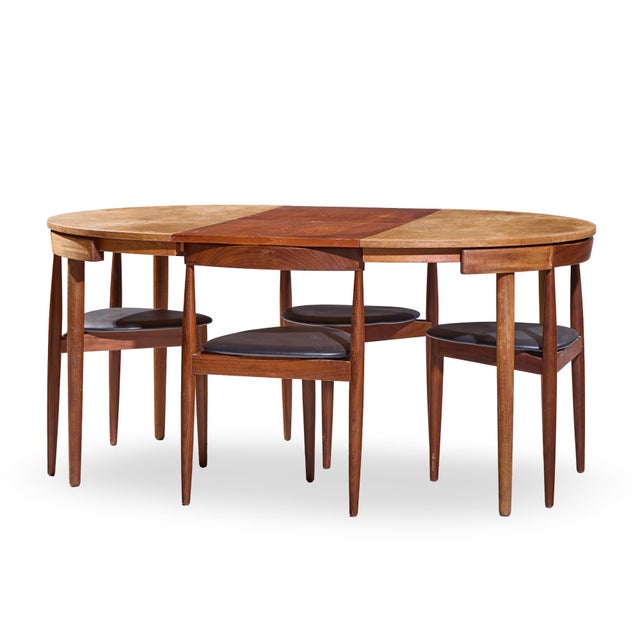 Hans Olsen for Frem Rojle Mid Century Expanding Teak Dining Table With 4 Nesting Chairs For Sale - Image 12 of 16