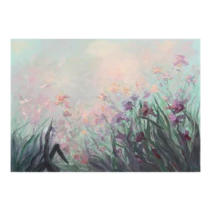 'Irises in a Sunset Breeze' by j.c. Baker, 1994, Large Impressionist Botanical Oil, American School