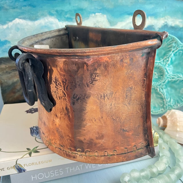 Vintage Dovetailed Copper Bin With Forged Iron Handle For Sale - Image 4 of 9
