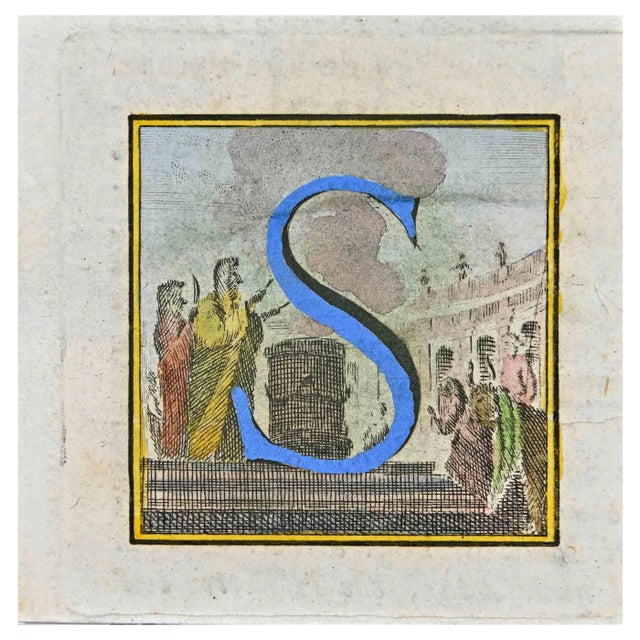 Luigi Vanvitelli, Letter of the Alphabet: S, Etching, 18th Century For Sale