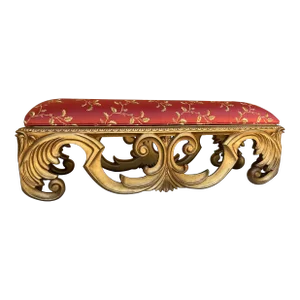 1970s Vintage Louis XIV Style Bench in Antiqued Gold