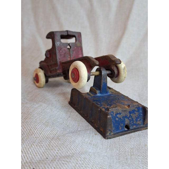 Metal Rare 1920s Champion Cast Iron Mack C-Cab Dump Truck Original Paint & White Tires For Sale - Image 7 of 18