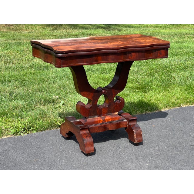 Mid 19th Century Antique Flame Mahogany American Empire Game Table
