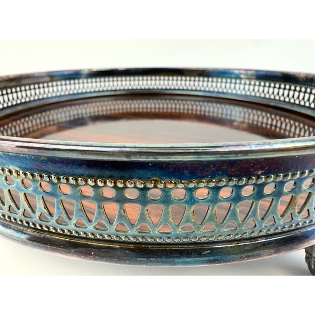 Wood Mid 20th Century Sheffield Silver Gallery Tray With Faux Rosewood Formica Insert For Sale - Image 7 of 9