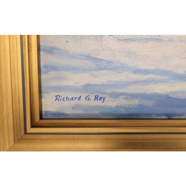 1980s 1980s Pair Vintage Oil Painting in Gold Leaf Frames For Sale - Image 5 of 10