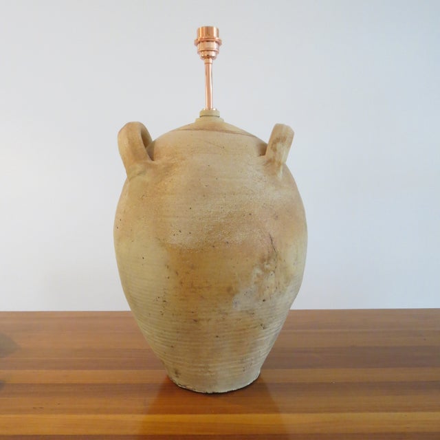 Rustic Large Pottery Olive Oil Jar Table Lamps, Set of 2 For Sale - Image 3 of 16