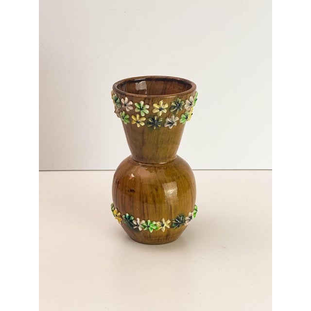 Italian Ceramic Bud Vase in Faux Bois Glaze by Fratelli Fanciullacci, 1960s For Sale - Image 6 of 9