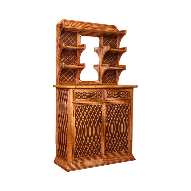 Vintage Rattan Mirror Back With Shelves Chairish