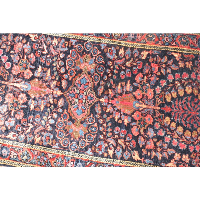 Traditional Early 20th Century Navy sarouk Mini Rug - 2'1" x 4' For Sale - Image 3 of 5