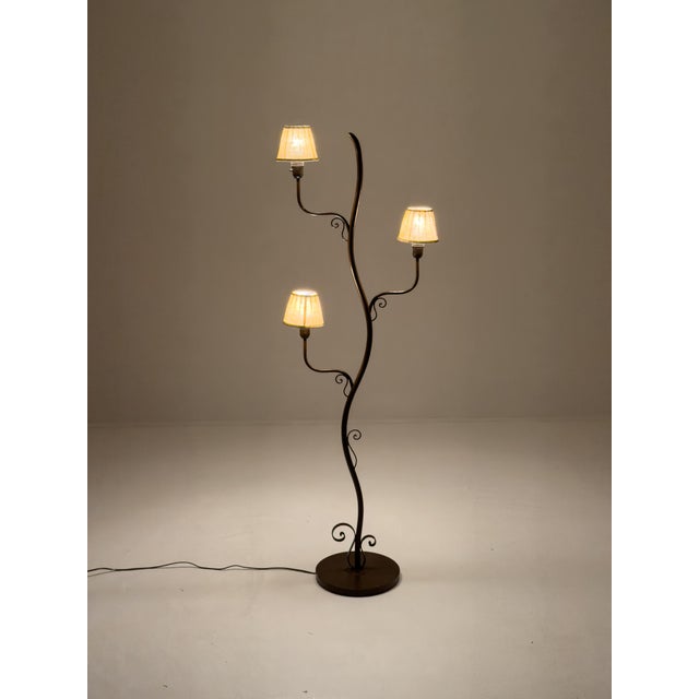 Swedish Grace Sculptural Floor Lamp attributed to Tor Wolfenstein for Bjerkås, Sweden, 1930s For Sale - Image 12 of 12