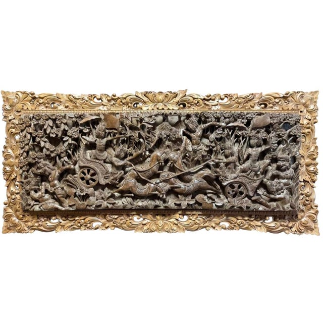 Indonesian Artist, Large Deeply Carved High Wall Relief of Ramayana, Ubudpeliatan or Gianyar, Bali, 19th Century, Teak For Sale - Image 9 of 10