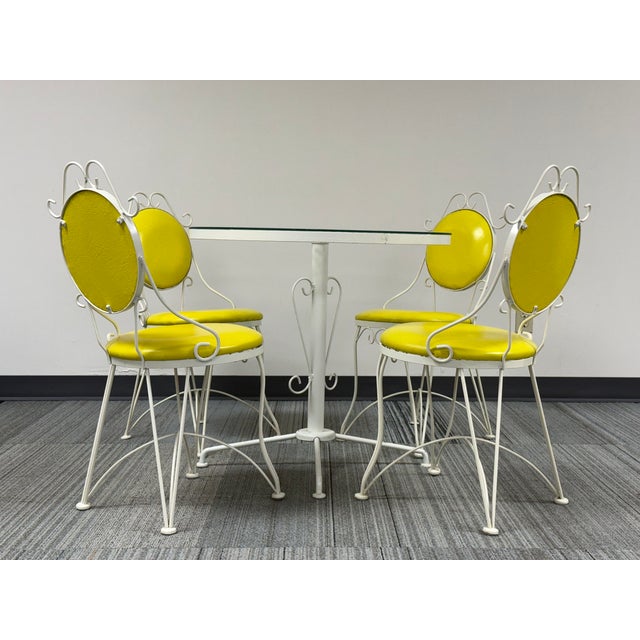 Mid-Century Wrought Iron Bistro Table & Chairs by Syd Leach For Sale - Image 4 of 8