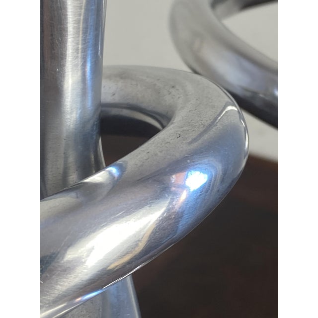 Large Knot-Shaped Aluminum Candlesticks, Italy, 1970, Set of 2 For Sale - Image 9 of 17
