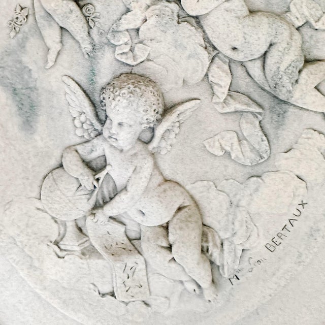 Vintage French Wall Plaque With Winged Cherubs by Mme Leon Bertaux For Sale In San Diego - Image 6 of 10