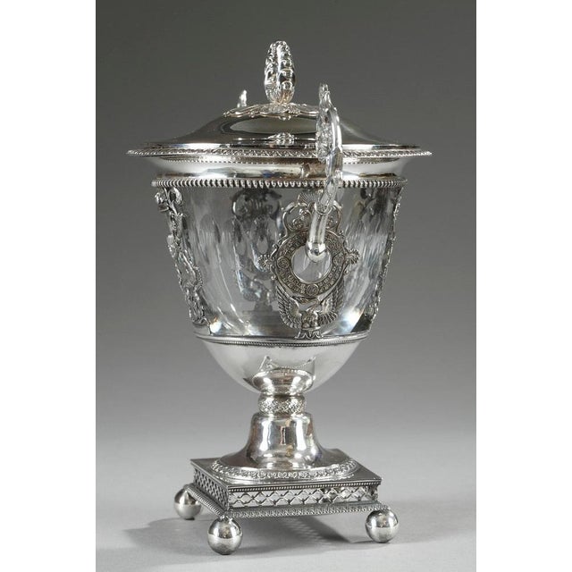 French Restoration Era Silver and Crystal Candy Dish For Sale - Image 12 of 18