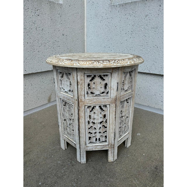 Pair Anglo Indian Carved And Painted Round Side Tables For Sale - Image 11 of 12