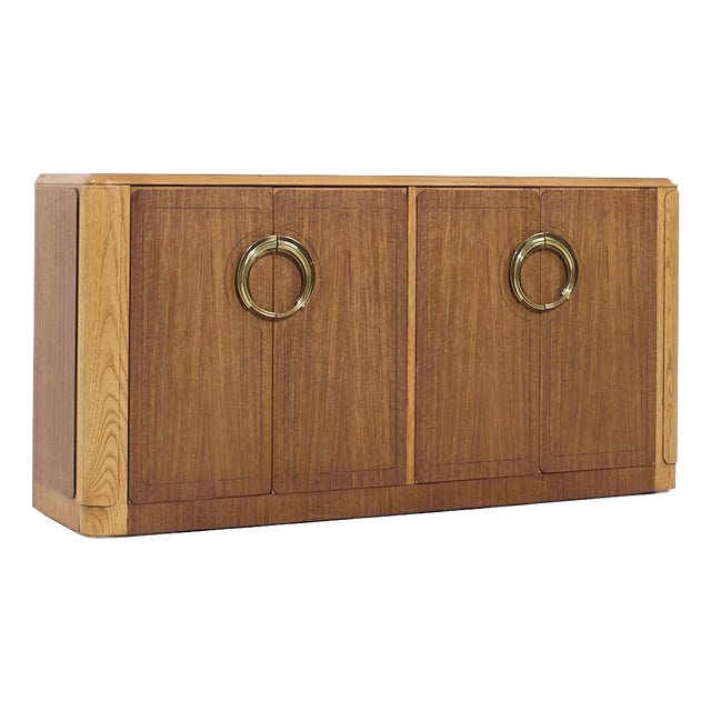 Baker Furniture Deco Revival Walnut and Brass Credenza For Sale