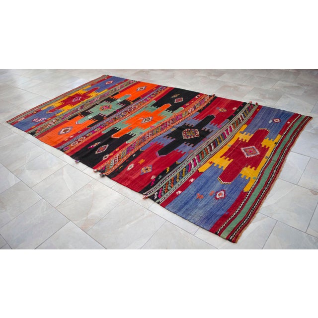 Vintage Hand-Woven Wool Turkish Rug - 5′11″ X 10′10″ For Sale - Image 4 of 13