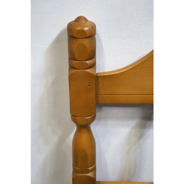 High End Vintage Solid Hard Rock Maple Colonial Early American Queen Size Scroll Spindle Headboard For Sale - Image 4 of 5