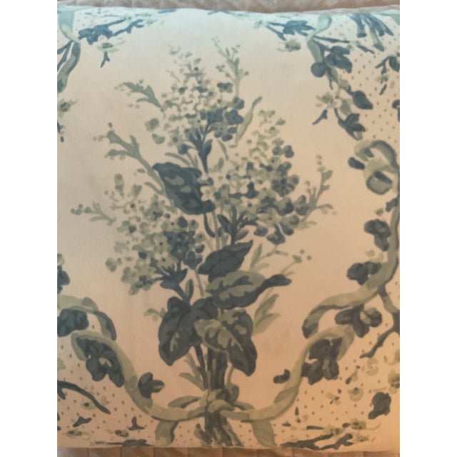 Traditional Vintage Newly Made Colefax and Fowler Pair of Down and Feather Pillows Grandmillennial Style Gorgeous Blue Velvet Backings For Sale - Image 3 of 4