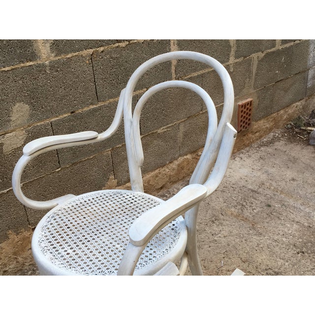 Wood 20th Century White Patina Bentwood Rocking Chair Thonet Style For Sale - Image 7 of 10