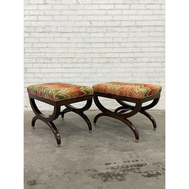 Neoclassical Lee Jofa Upholstered Neoclassical Style Ottomans For Sale - Image 3 of 7