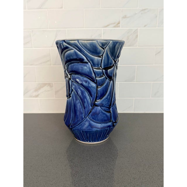 Mid-Century Modern 20th Century Cobalt Blue Studio Pottery Vase - Signed For Sale - Image 3 of 8