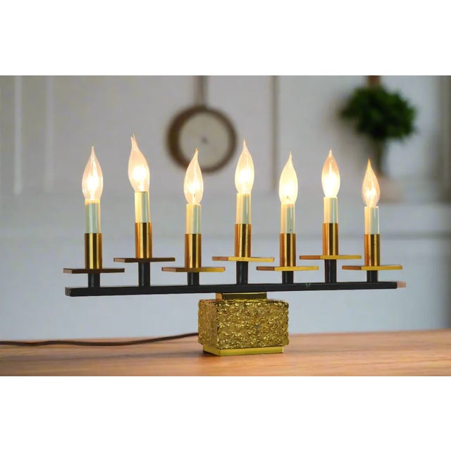 Gold Brutalist 7 Light Menorah Candelabra For Sale - Image 8 of 8