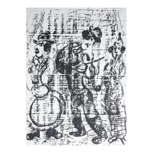 1957 Marc Chagall 'The Wandering Musicians' Modernism Black & White France Lithograph